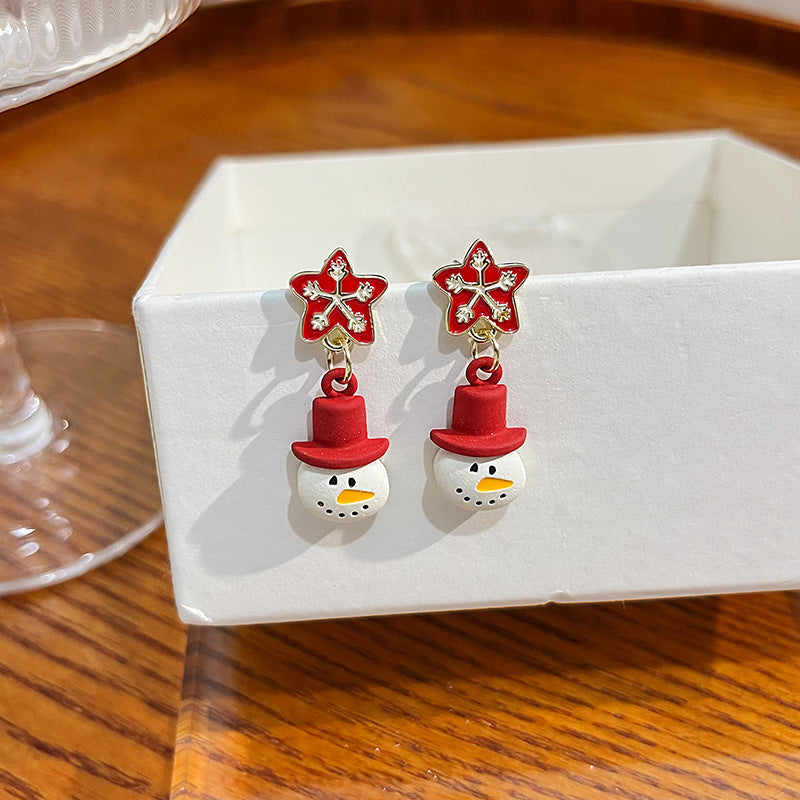 Wholesale Silver Needle Christmas Elk Bell Bow Earrings